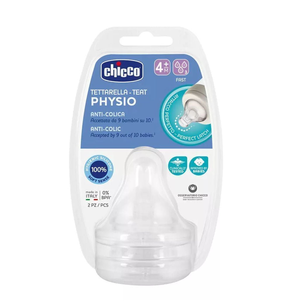 2 Tetinas de Silicona CHICCO Flujo Rápido 4m+