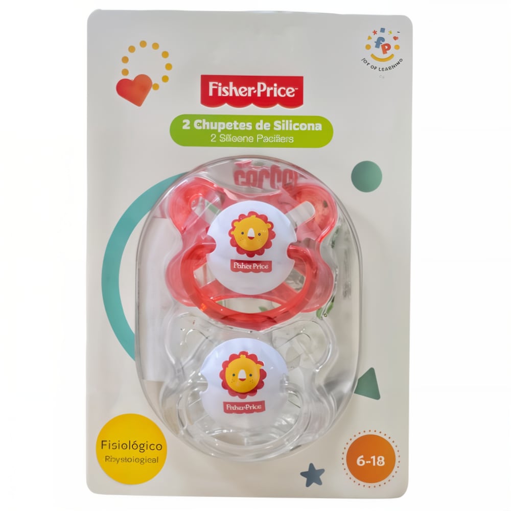 Pack Chupetes de Silicona  Fisiológicos FISHER PRICE 6-18 M+