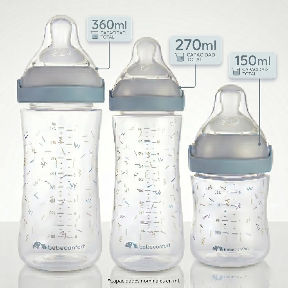 Pack 3 Mamaderas Bebe Confort Physio Air Confort 150/260/370ml