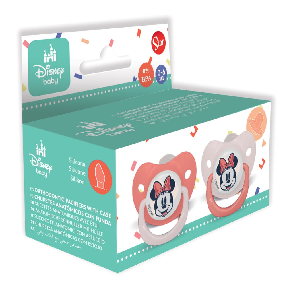 2 chupetes de entretencion Silicona DISNEY 6m+