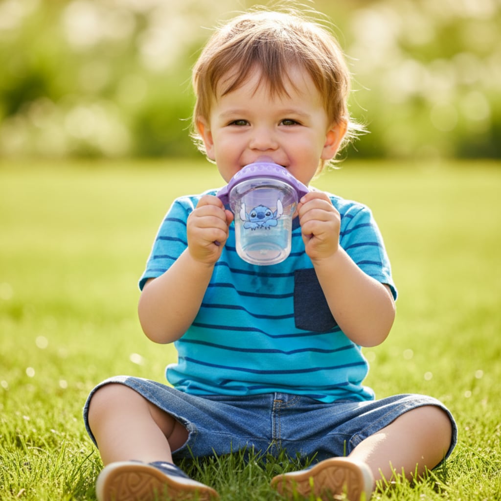 Vaso de Entrenamiento con Asas y Boquilla de Silicona 250ml Stitch DISNEY 10m+