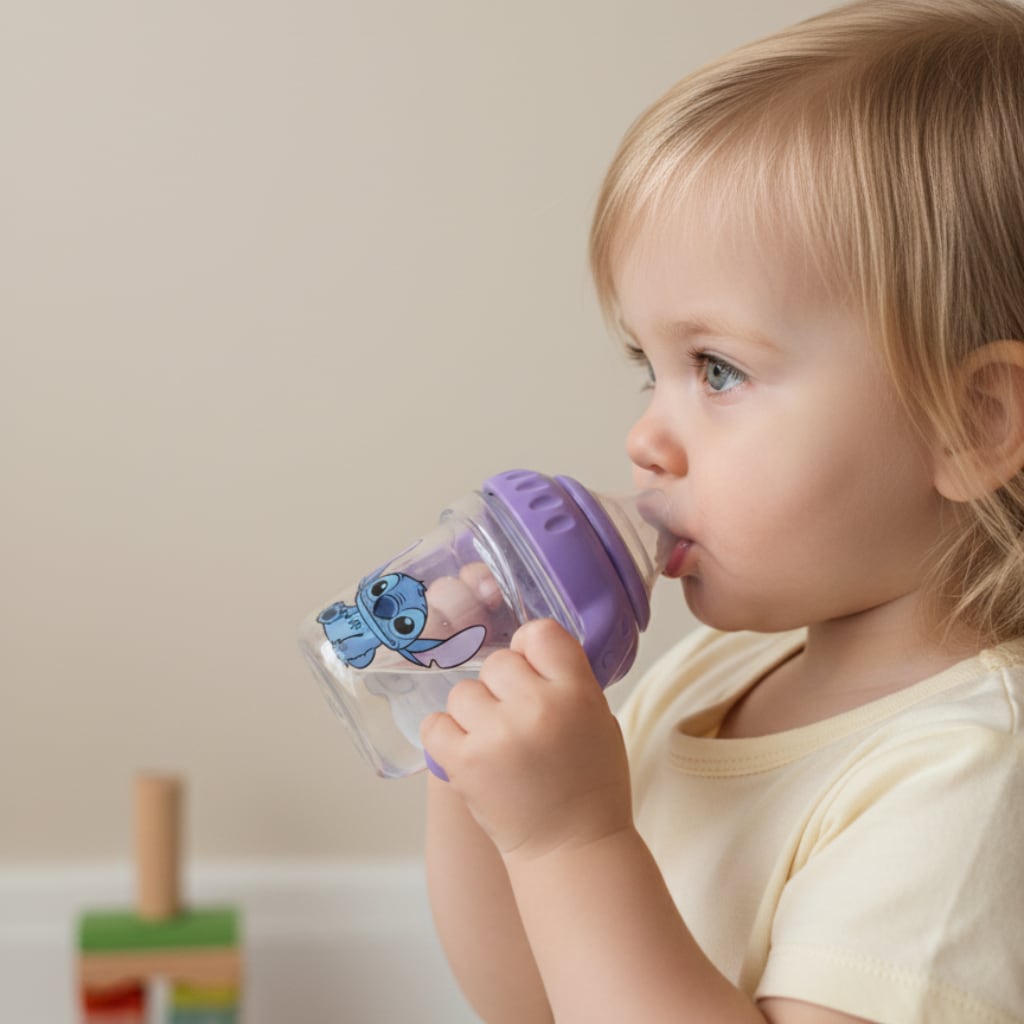 Vaso de Entrenamiento con Asas y Boquilla de Silicona 250ml Stitch DISNEY 10m+