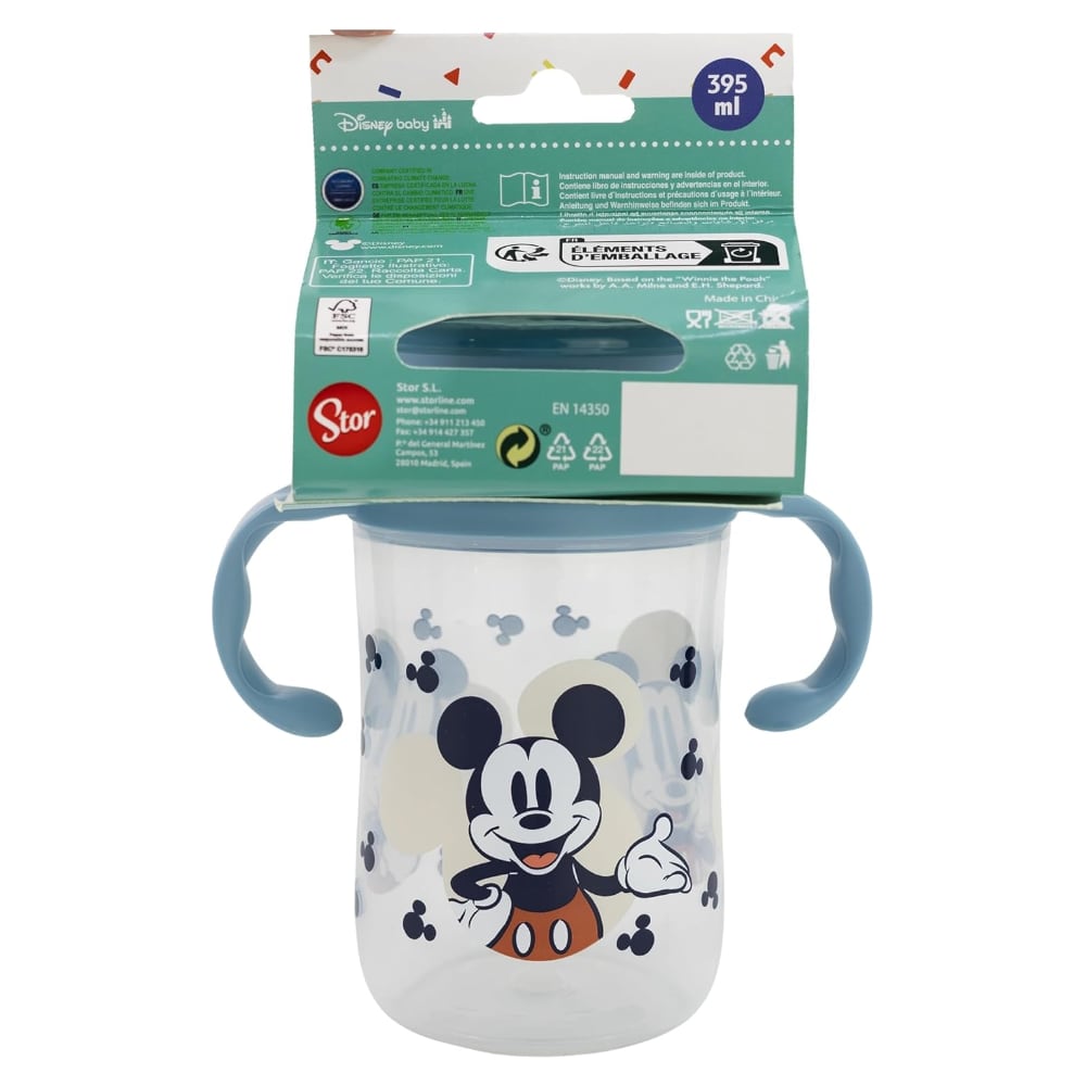 Vaso Antiderrame y Entrenamiento  360° con Tapa y  Asas 395ml, 12m+