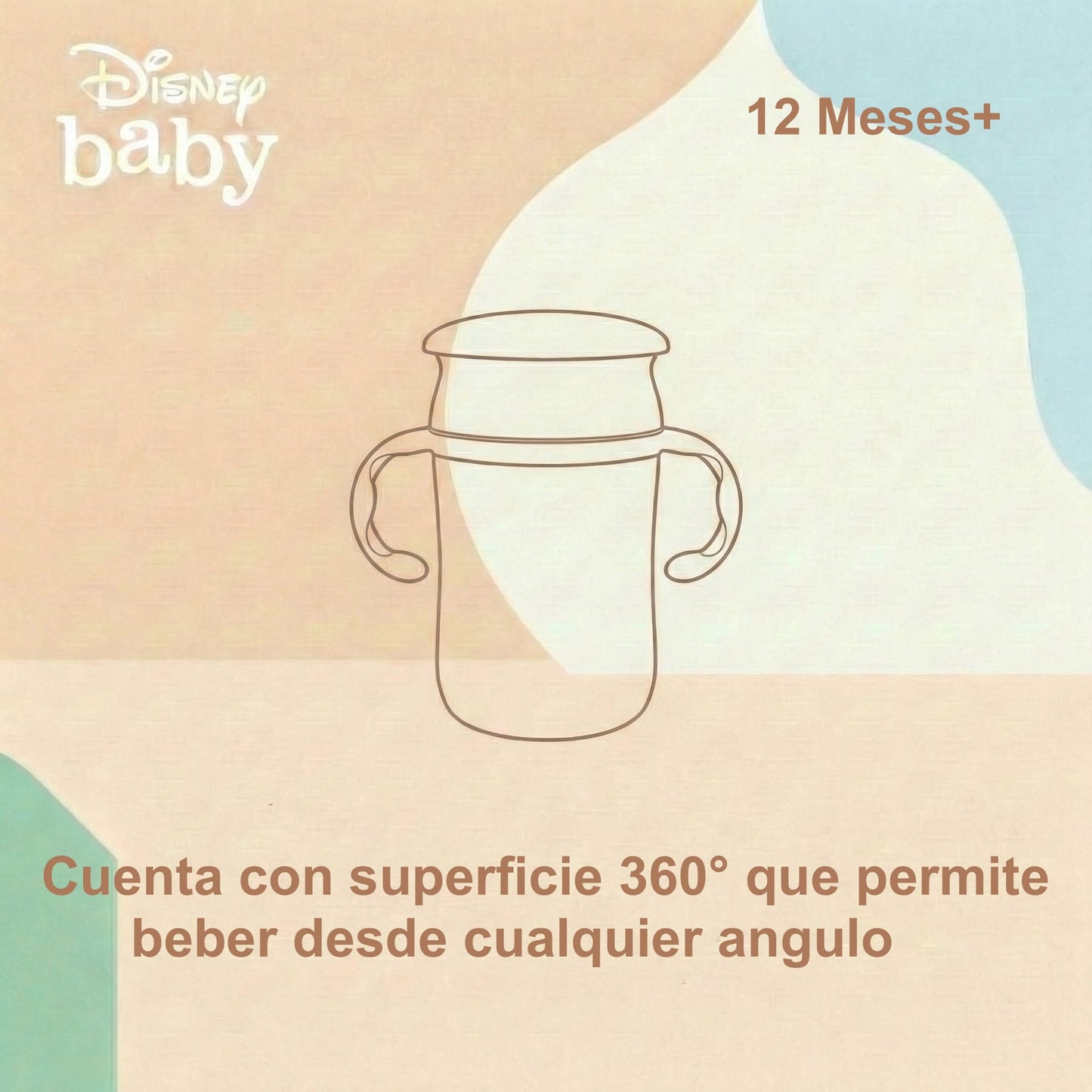 Vaso Antiderrame y Entrenamiento  360° con Tapa y  Asas 395ml, 12m+
