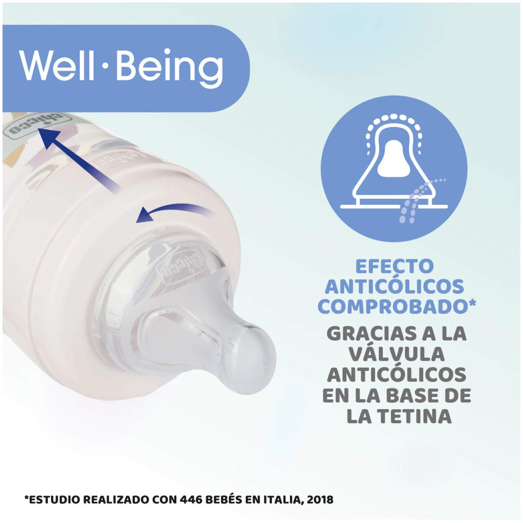 Mamadera de Plástico CHICCO Well-Being PP 150 ml 0m+, Verde