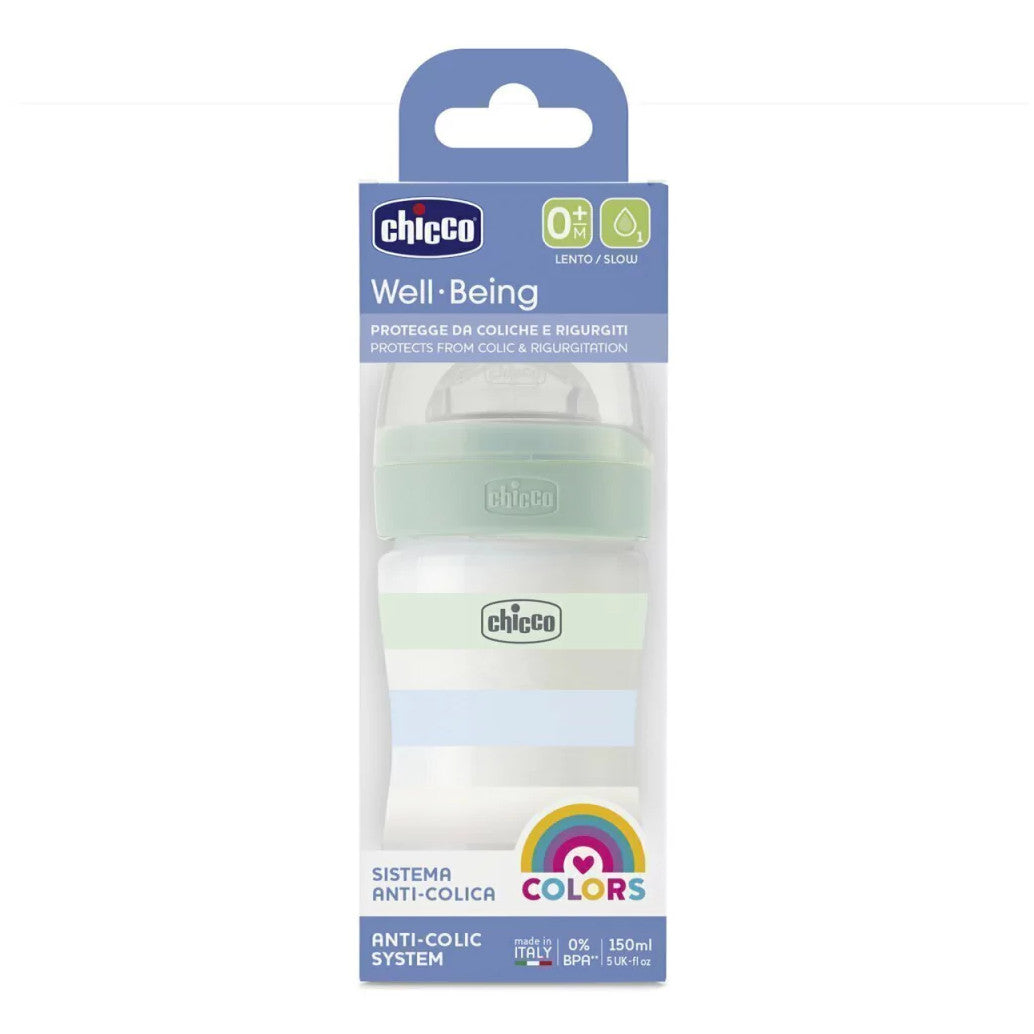 Mamadera de Plástico CHICCO Well-Being PP 150 ml 0m+, Verde