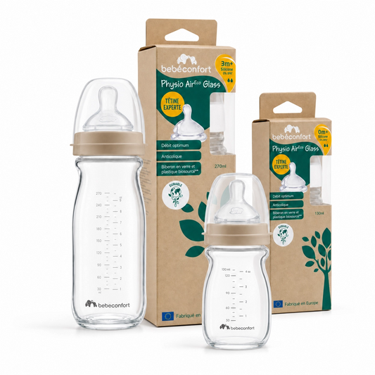 Pack 2 Mamaderas BEBE CONFORT Vidrio Physio Aircare 130+270ml