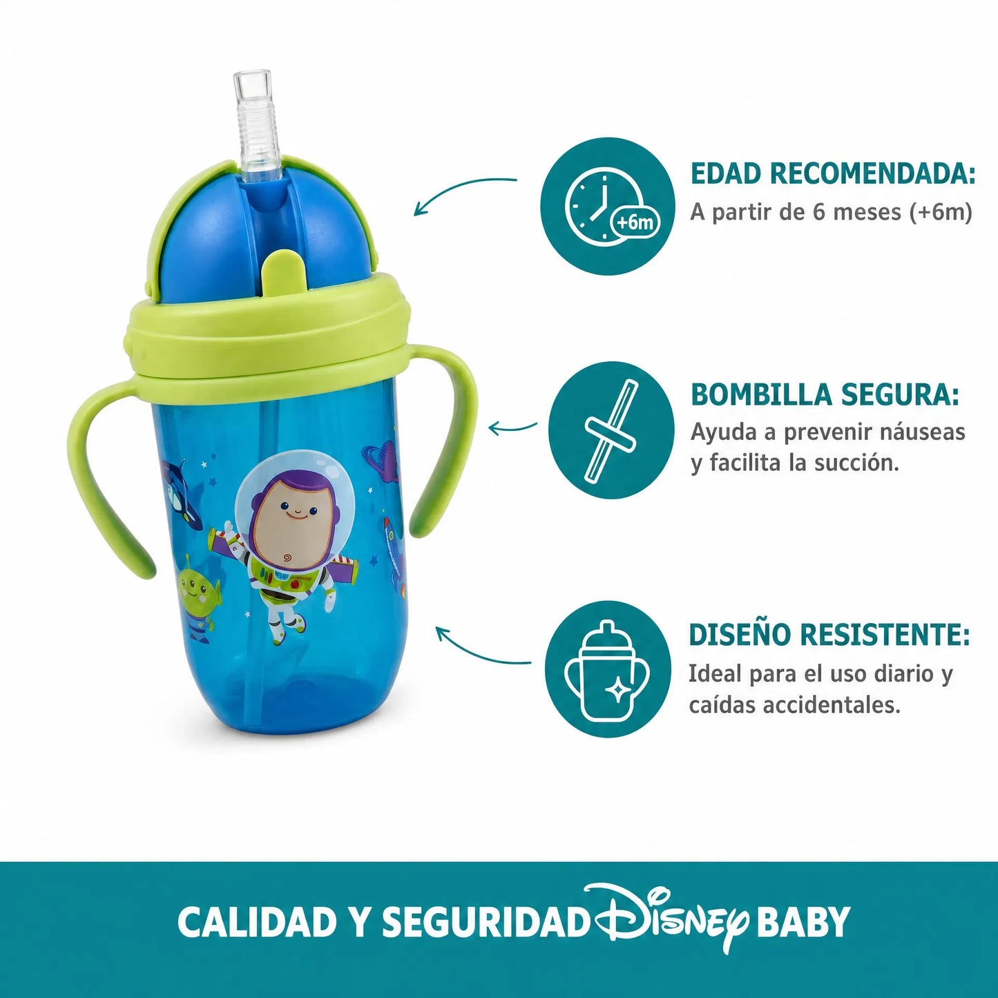Vaso Antiderrame Toy Story Sipper Cup Con Bombilla 270ml +6m