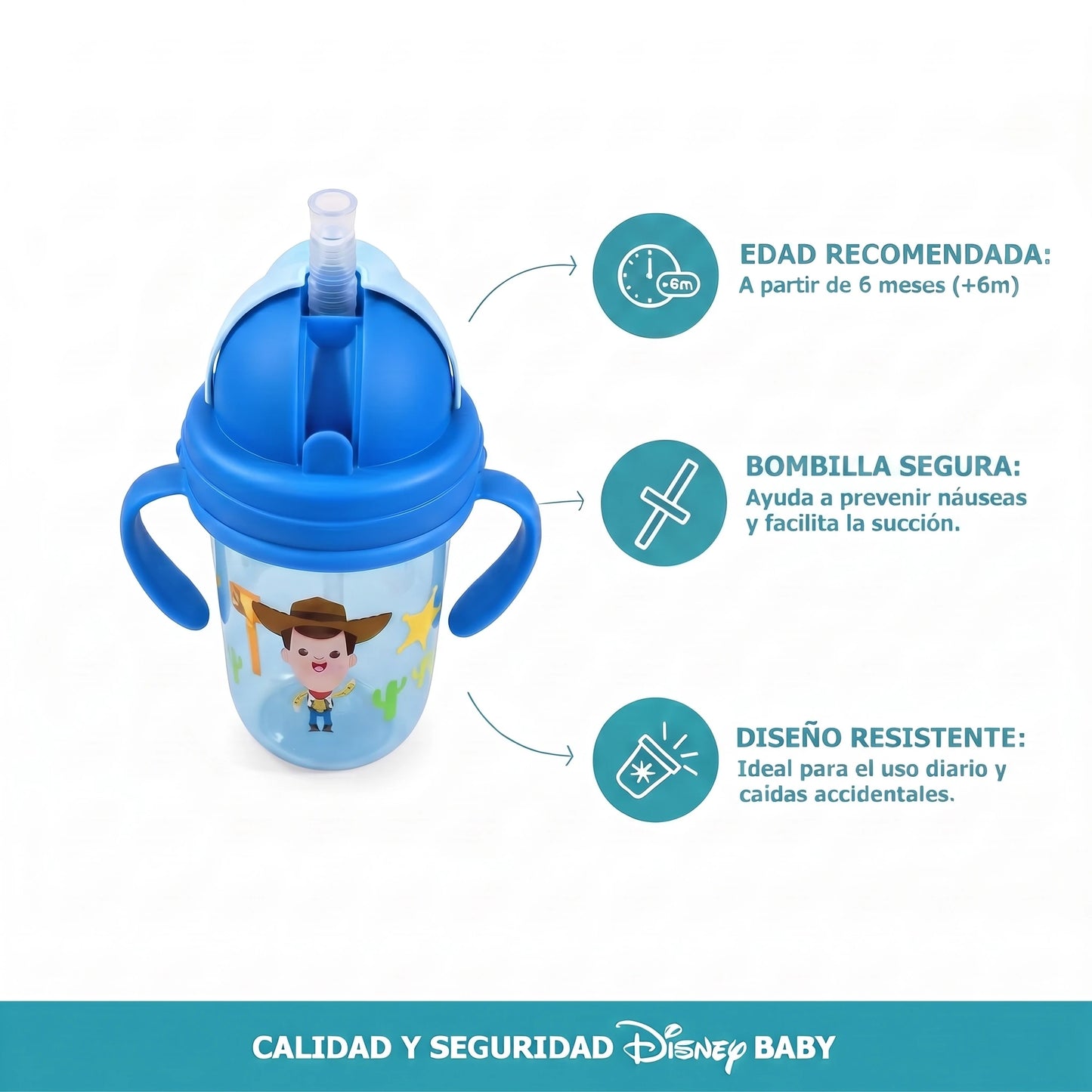 Vaso Antiderrame Toy Story Sipper Cup Con Bombilla 270ml +6m