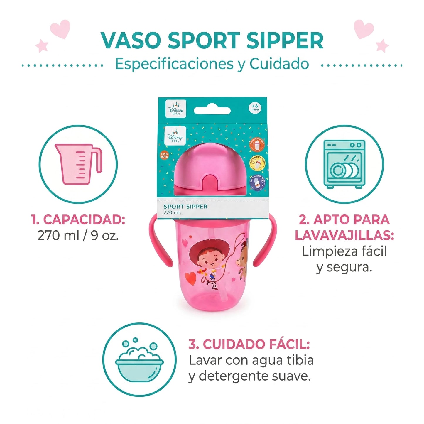 Vaso Antiderrame Toy Story Sipper Cup Con Bombilla 270ml +6m