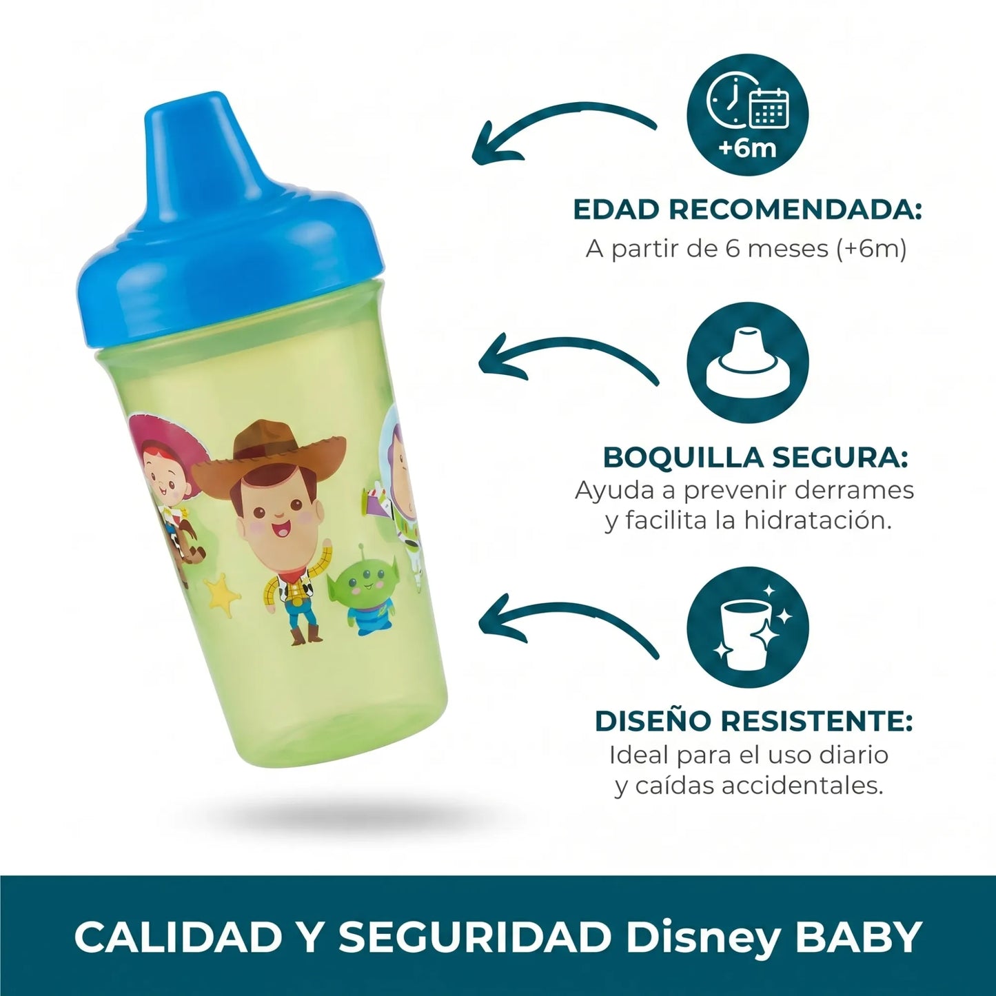 Vaso Bebé Antiderrames para Bebé DISNEY BABY Toy Story 300ml, Libre de BPA