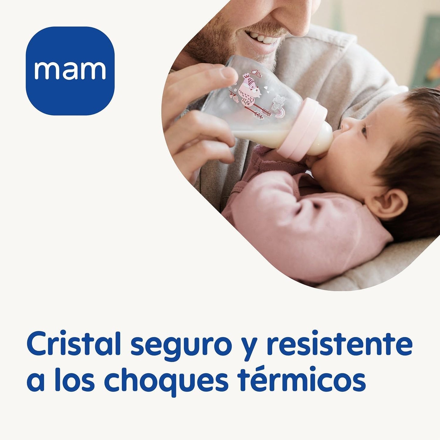 Mamadera de Vidrio MAM Feel Good 260ml, 2 meses+