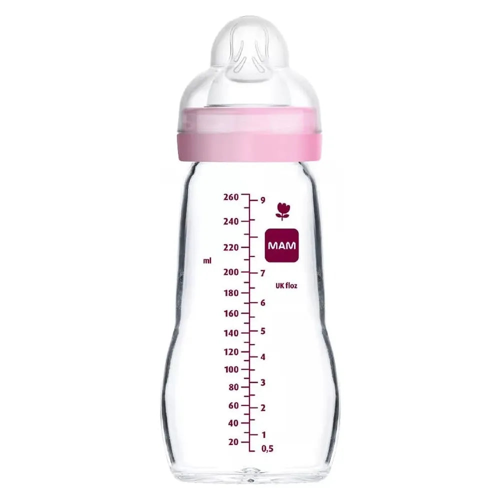 Mamadera de Vidrio MAM Feel Good 260ml, 2 meses+