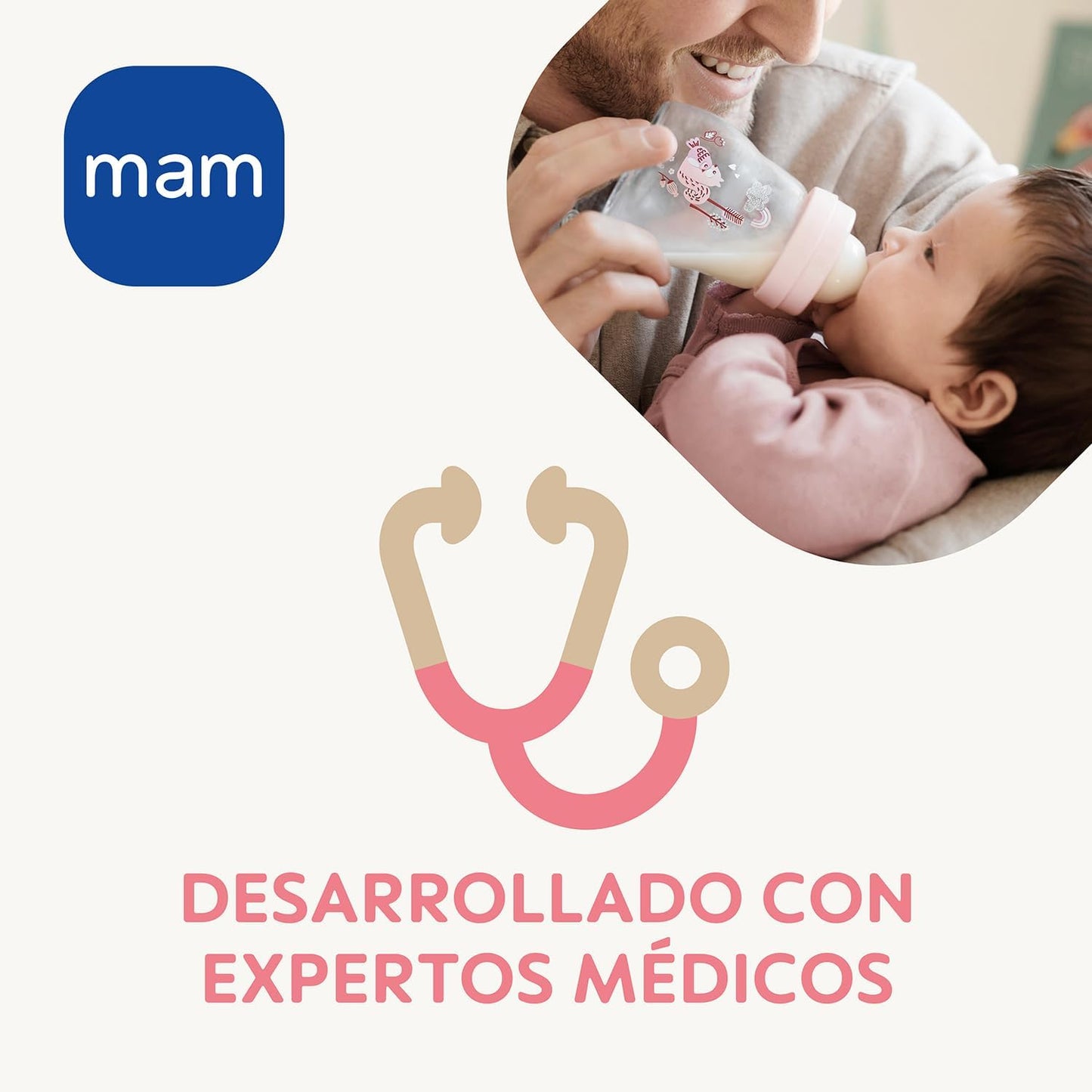 Mamadera de Vidrio MAM Feel Good 260ml, 2 meses+