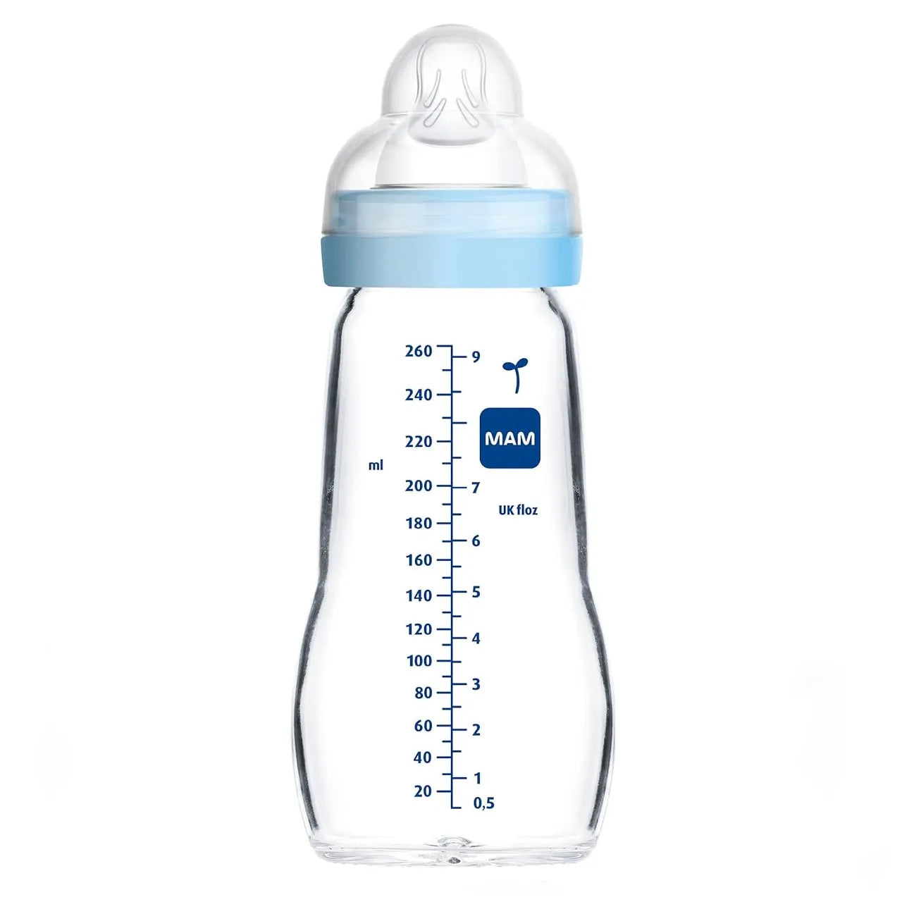 Mamadera de Vidrio MAM Feel Good 260ml, 2 meses+