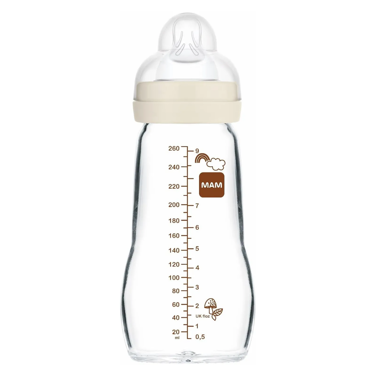 Mamadera de Vidrio MAM Feel Good 260ml, 2 meses+