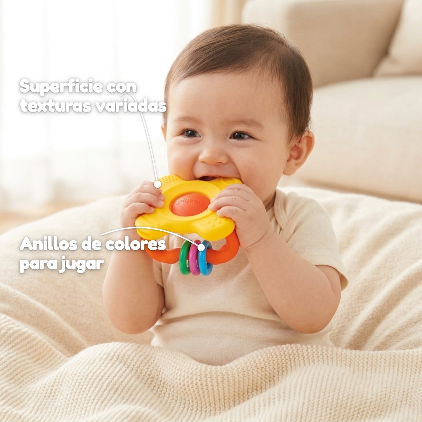 Superficie con texturas variadas y anillos de colores