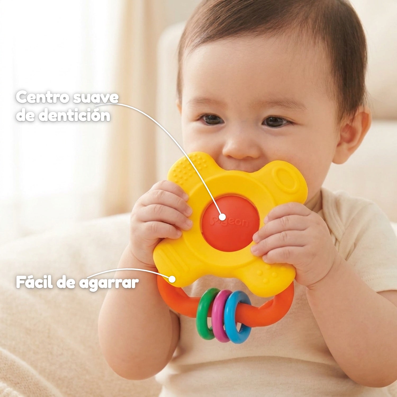 Centro suave de dentición fácil de agarrar