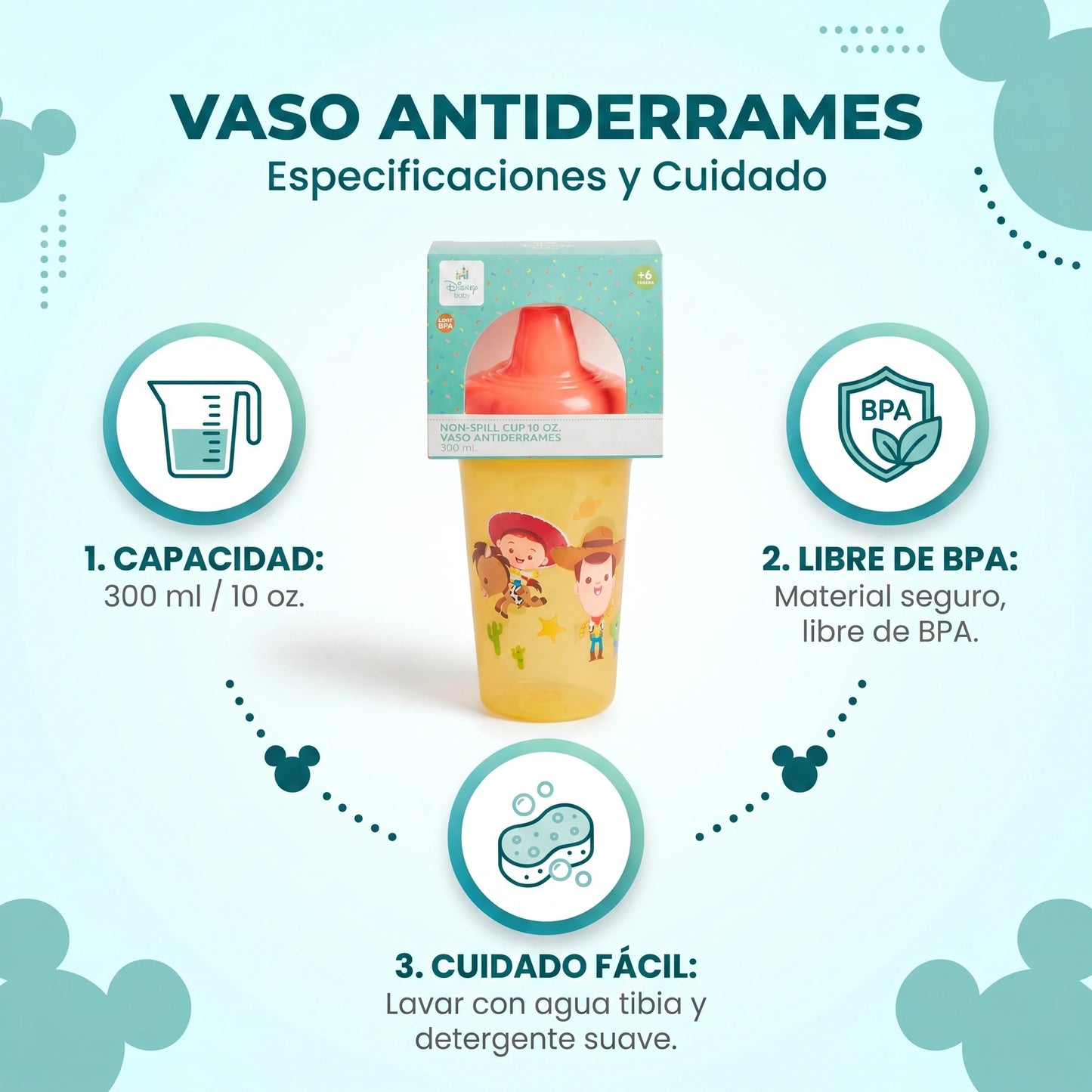 Vaso Bebé Antiderrames DISNEY BABY Toy Story 300ml, Libre de BPA