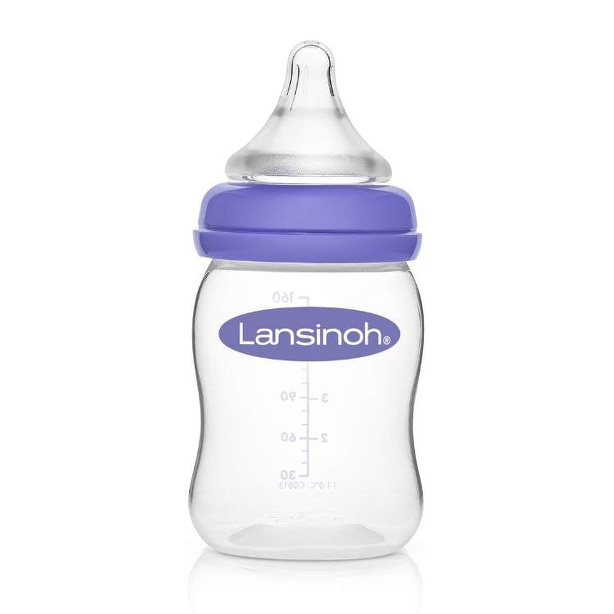 Mamadera Lansinoh Natural Wave 160 ml con tetina de silicona, fondo blanco