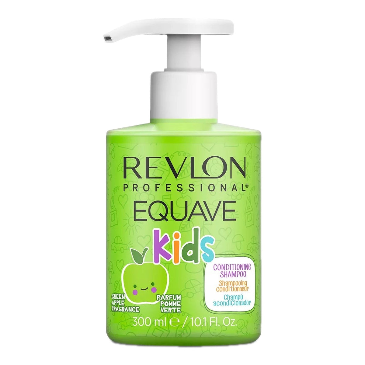 Shampoo acondicionador Revlon Equave Kids manzana verde 300 ml, frasco con dosificador
