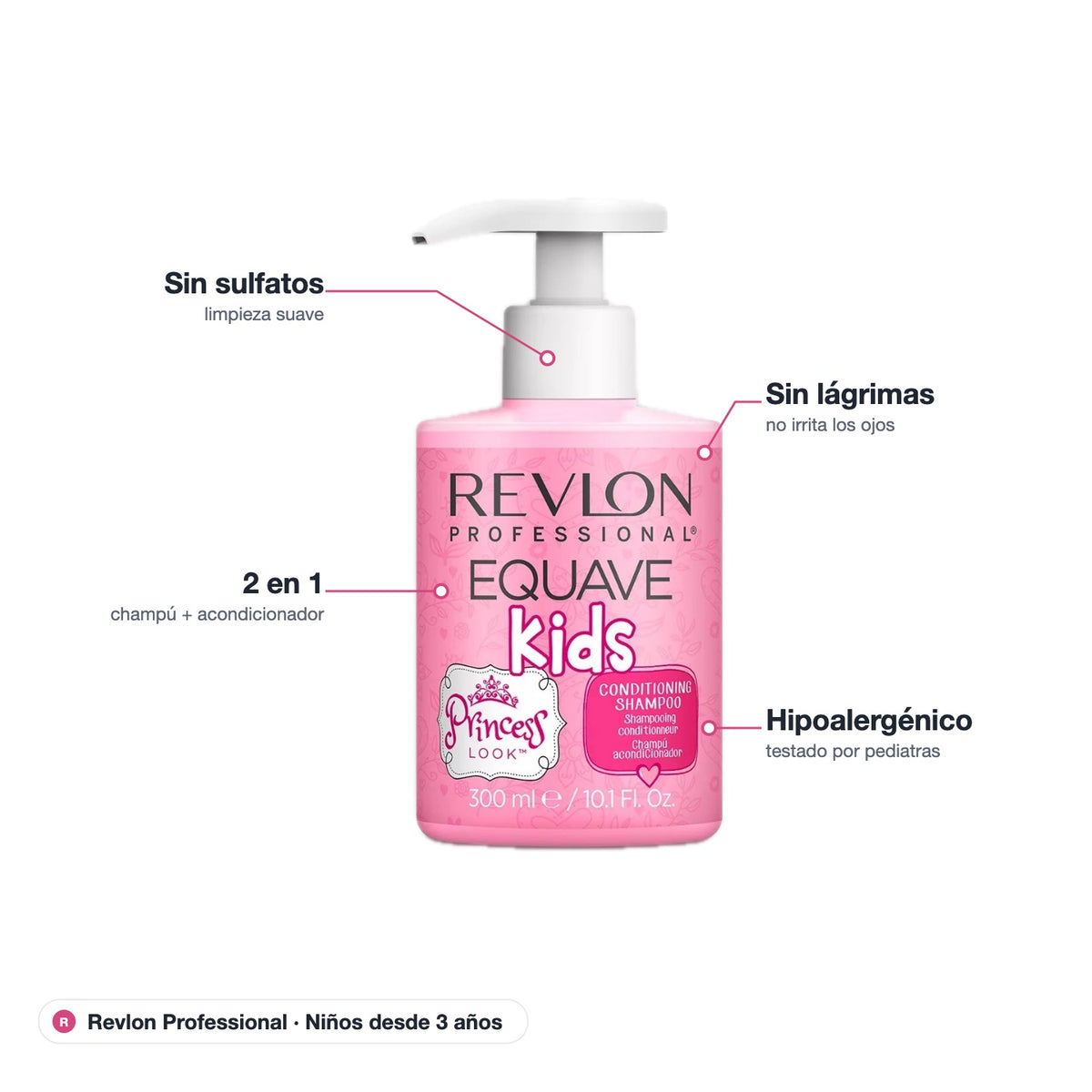 Shampoo Equave Kids Princess Look: sin sulfatos, sin lágrimas, 2 en 1 e hipoalergénico