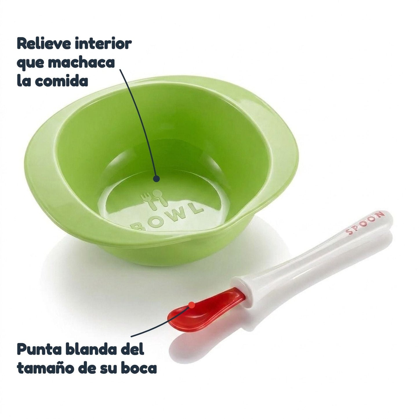 Tazon con relieve y cuchara punta blanda
