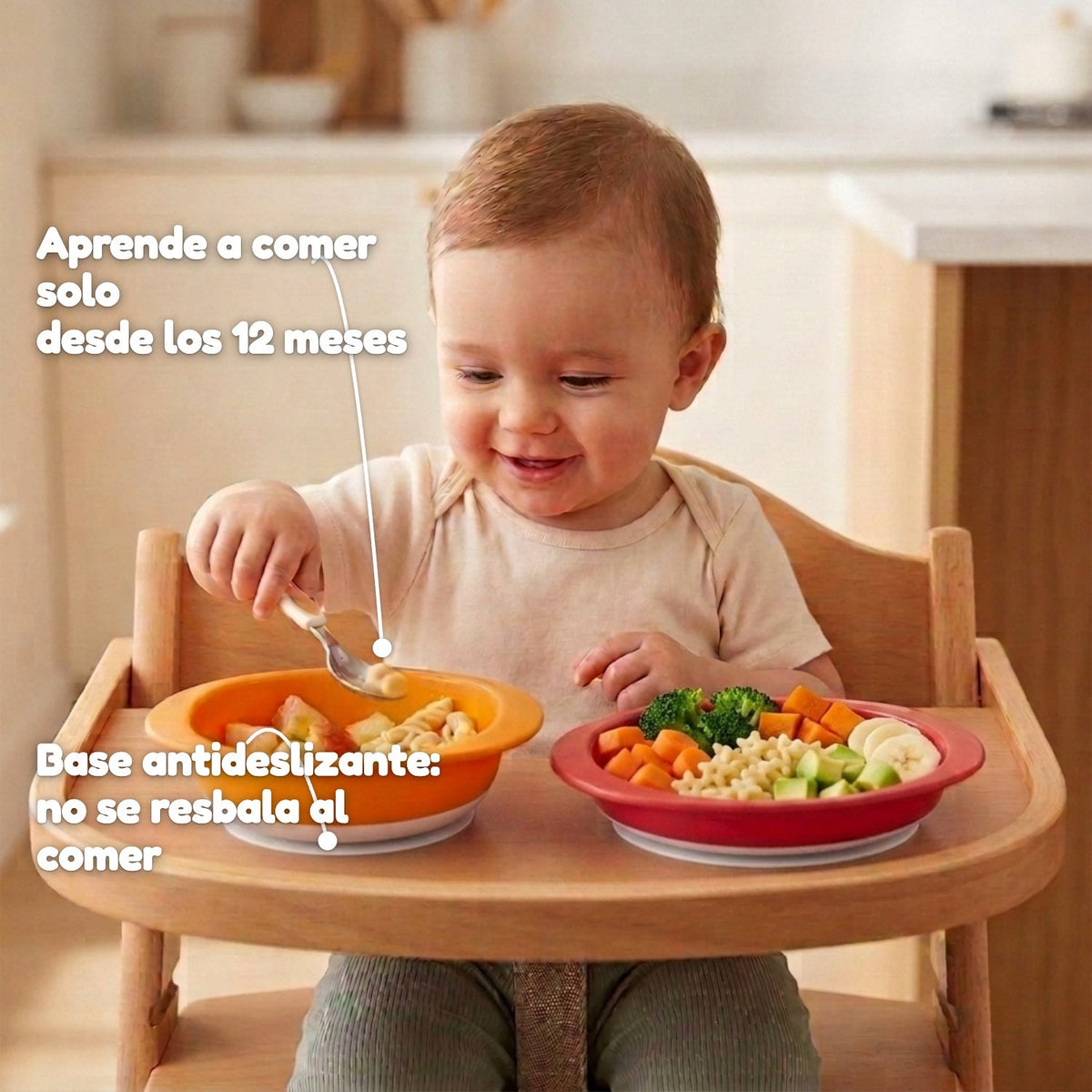 Base antideslizante aprende a comer solo