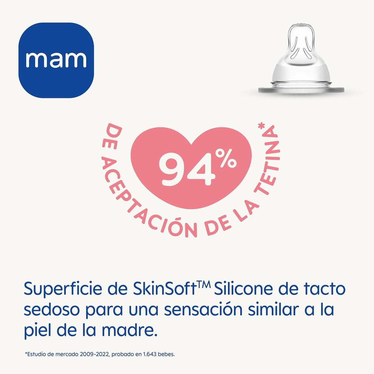 2 Tetinas Flujo 3 Silicona SkinSoft MAM 4 meses+