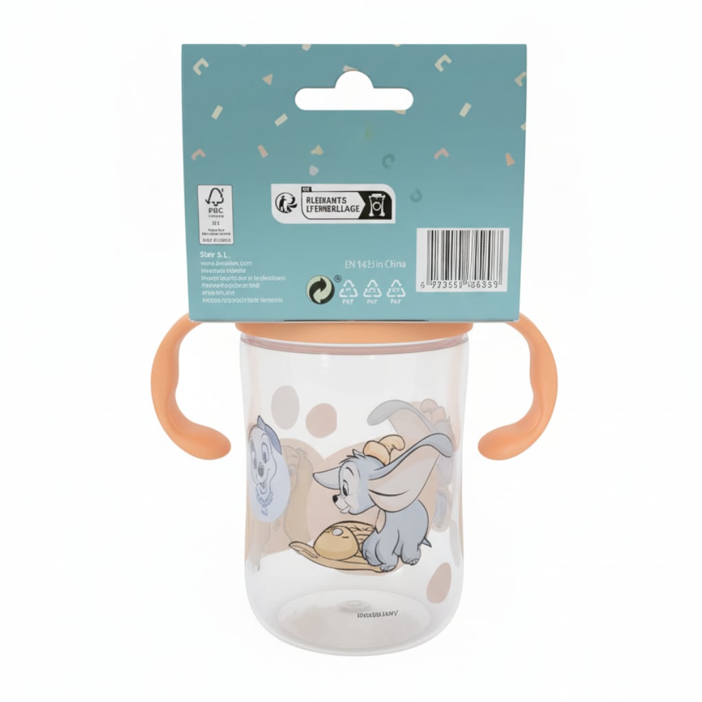 Vaso Antiderrame y Entrenamiento  360° con Tapa y  Asas 395ml, 12m+