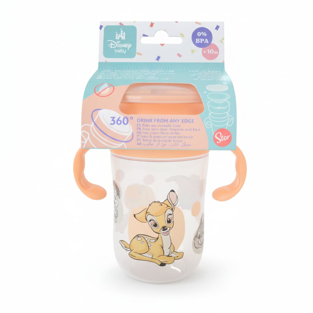 Vaso Antiderrame y Entrenamiento  360° con Tapa y  Asas 395ml, 12m+