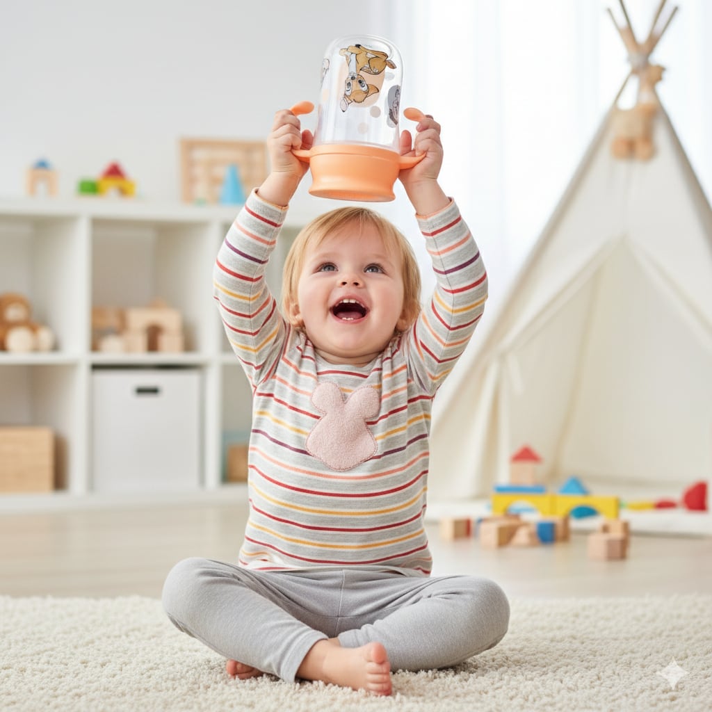 Vaso Antiderrame y Entrenamiento  360° con Tapa y  Asas 395ml, 12m+