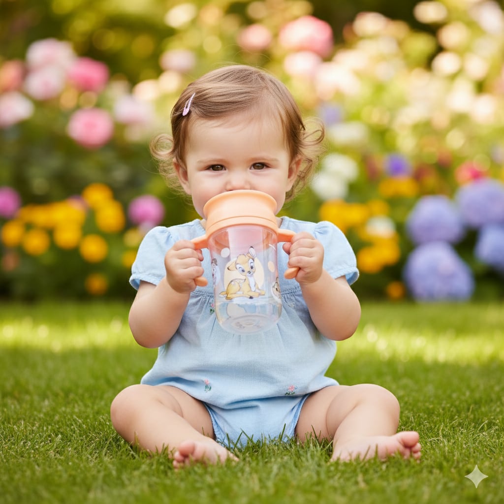 Vaso Antiderrame y Entrenamiento  360° con Tapa y  Asas 395ml, 12m+